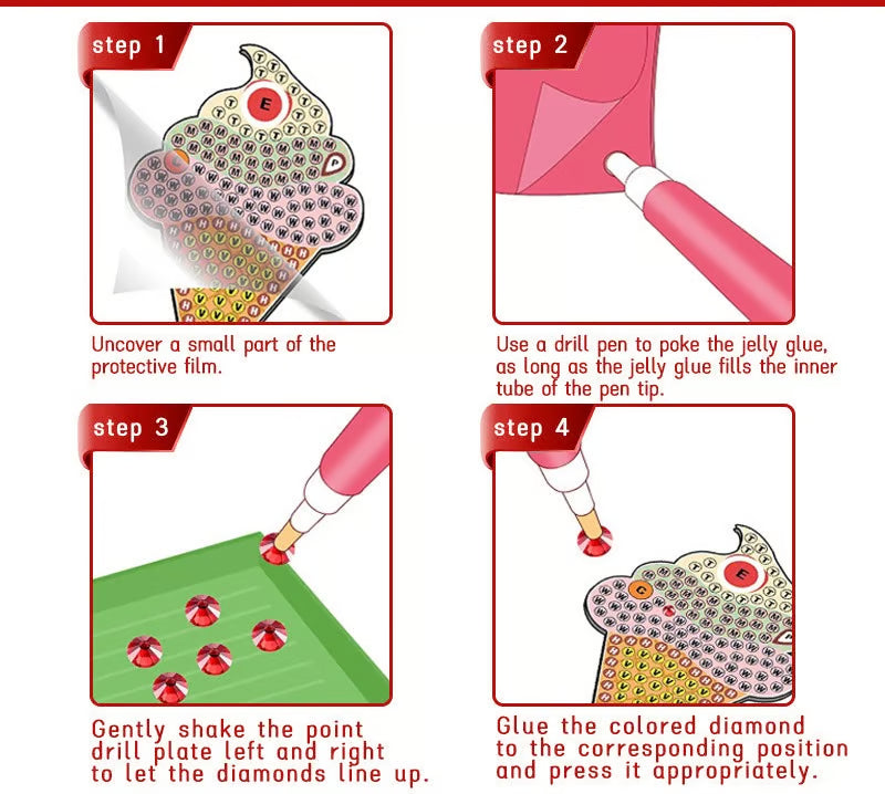 8PCS Christmas Diamond Painting Keychain Kit for Kids