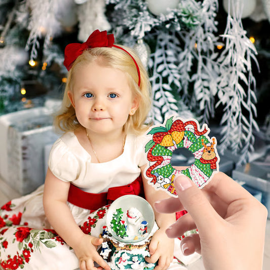 8PCS Christmas Diamond Painting Keychain Kit for Kids